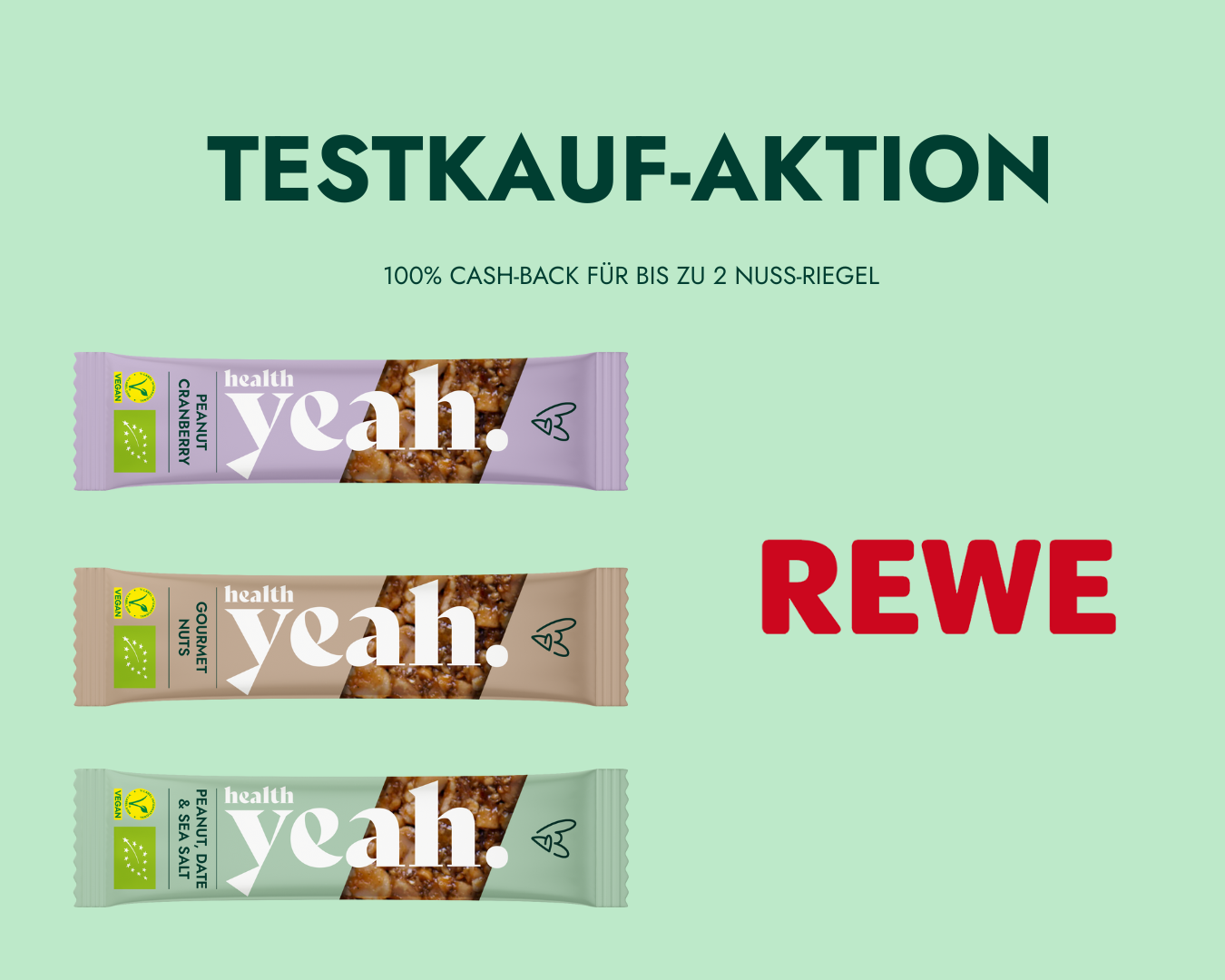 2x health yeah Nussriegel [gratis testen, Geld zurück!]